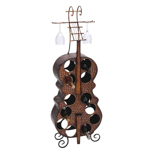 47" Brass Metal Traditional Wine Holder Rack